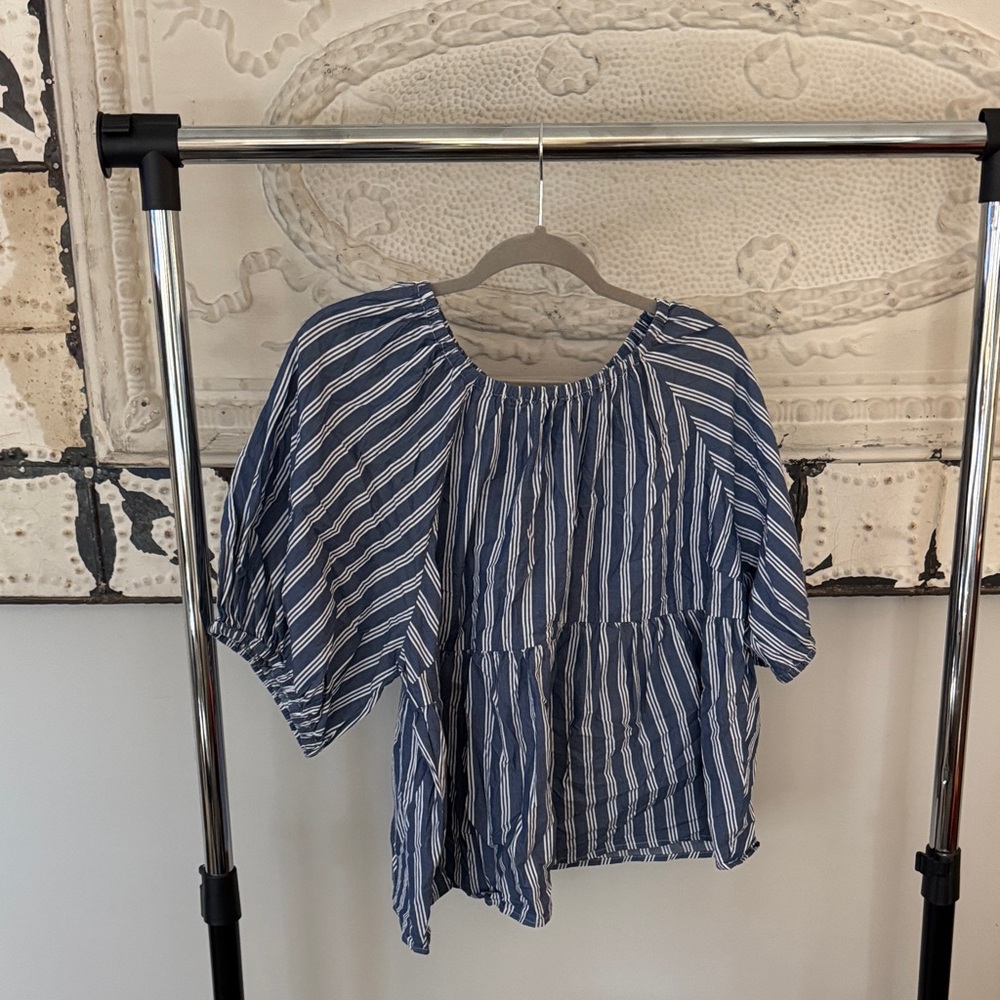 Old Navy Navy and White Striped Blouse